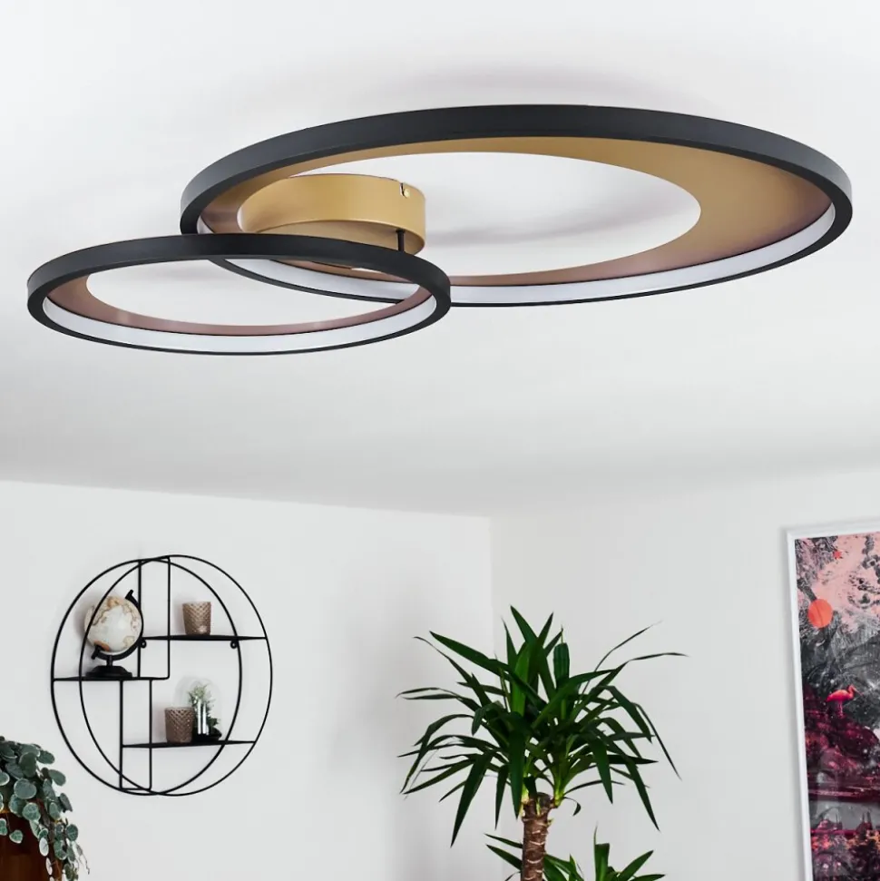 Plafonnier Tuzik Led Or, Noir, 1 Lumiere
