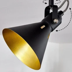 Plafonnier Upiano Chrome, Noir, 4 Lumieres