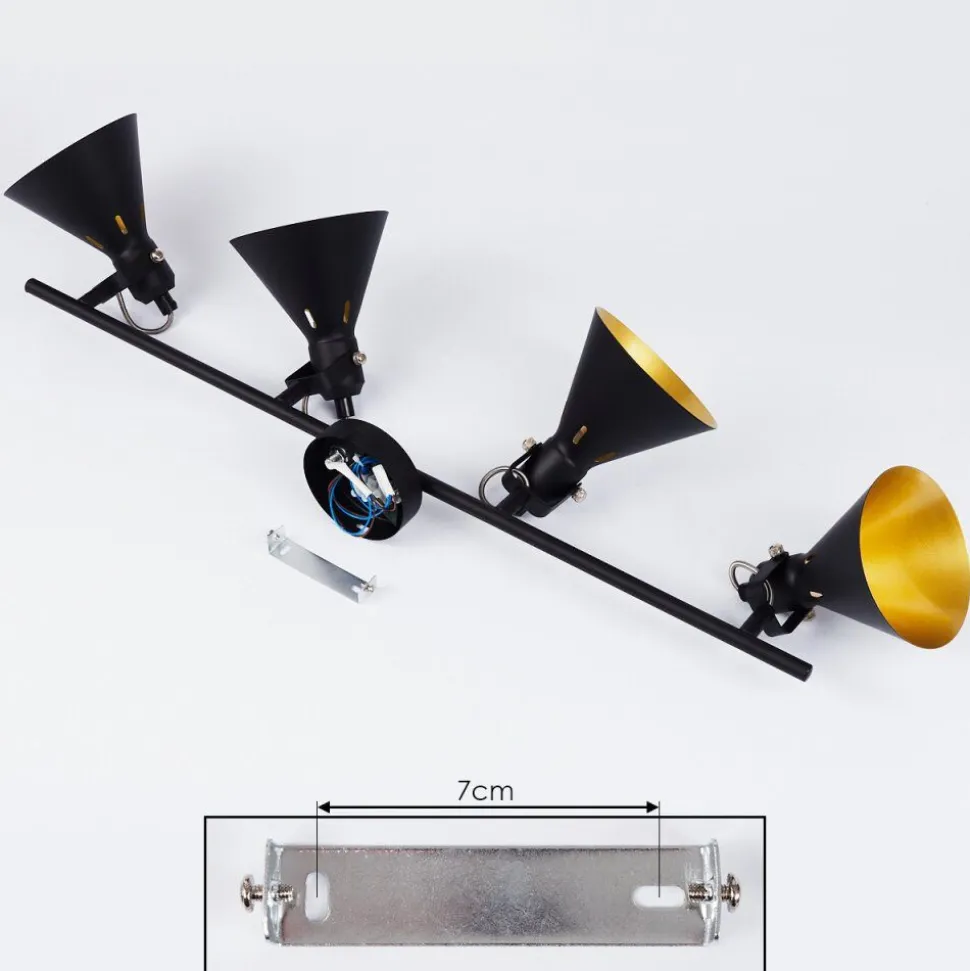 Plafonnier Upiano Chrome, Noir, 4 Lumieres