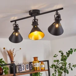 Plafonnier Upiano Chrome, Noir, 3 Lumieres