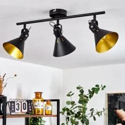 Plafonnier Upiano Chrome, Noir, 3 Lumieres