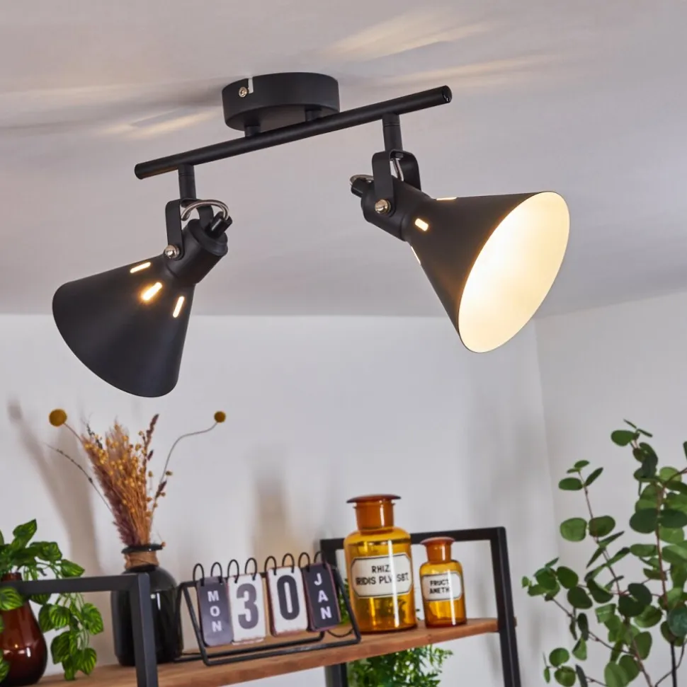 Plafonnier Upiano Noir, 2 Lumieres