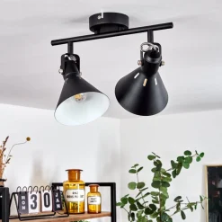 Plafonnier Upiano Noir, 2 Lumieres