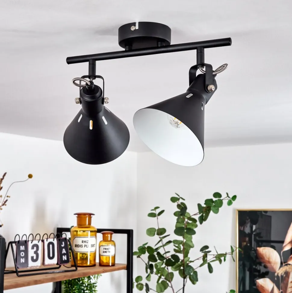 Plafonnier Upiano Noir, 2 Lumieres
