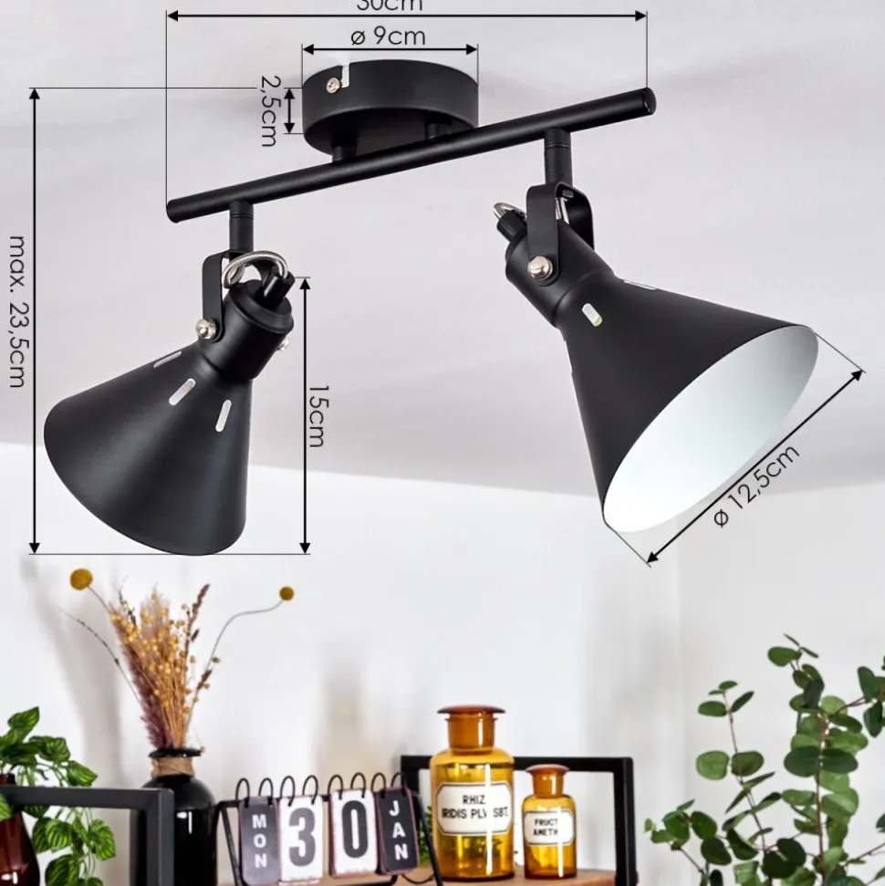 Plafonnier Upiano Noir, 2 Lumieres