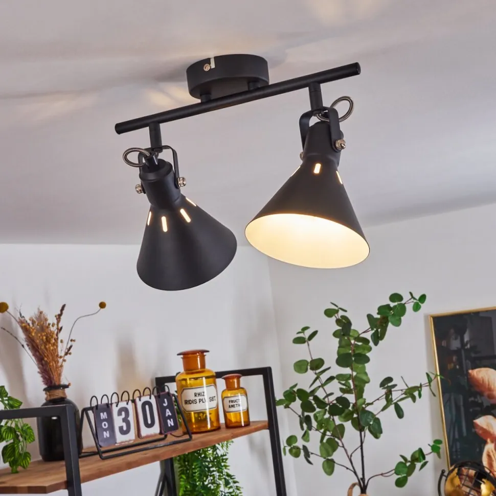Plafonnier Upiano Noir, 2 Lumieres