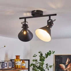 Plafonnier Upiano Noir, 2 Lumieres