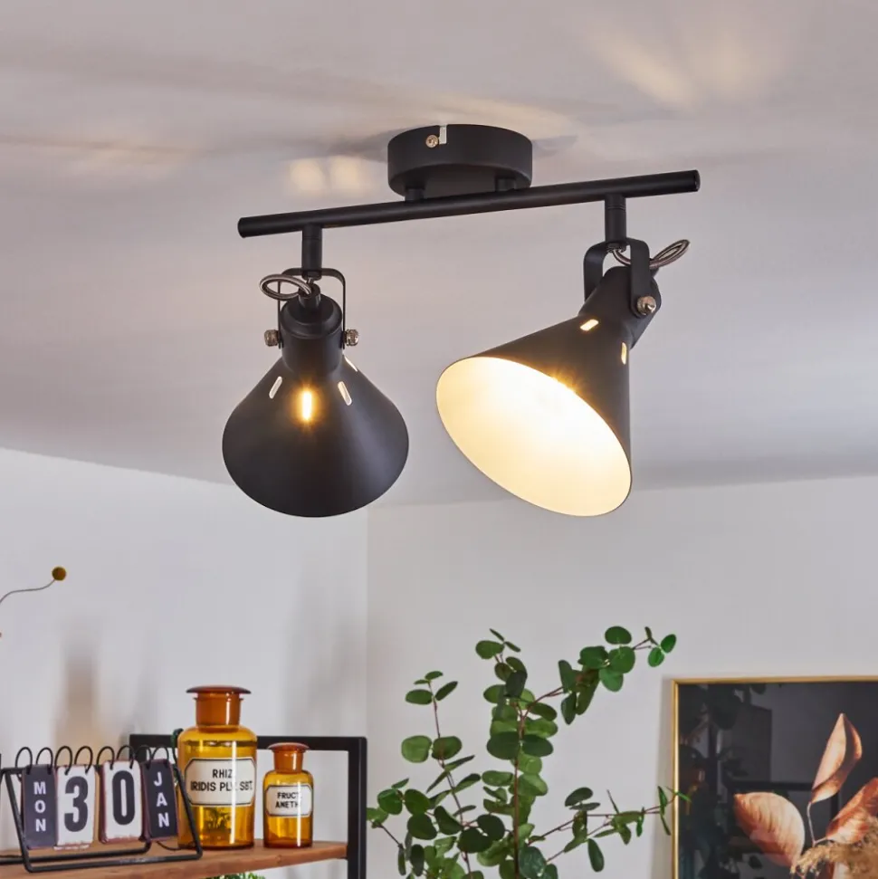 Plafonnier Upiano Noir, 2 Lumieres