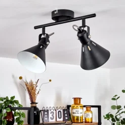 Plafonnier Upiano Noir, 2 Lumieres