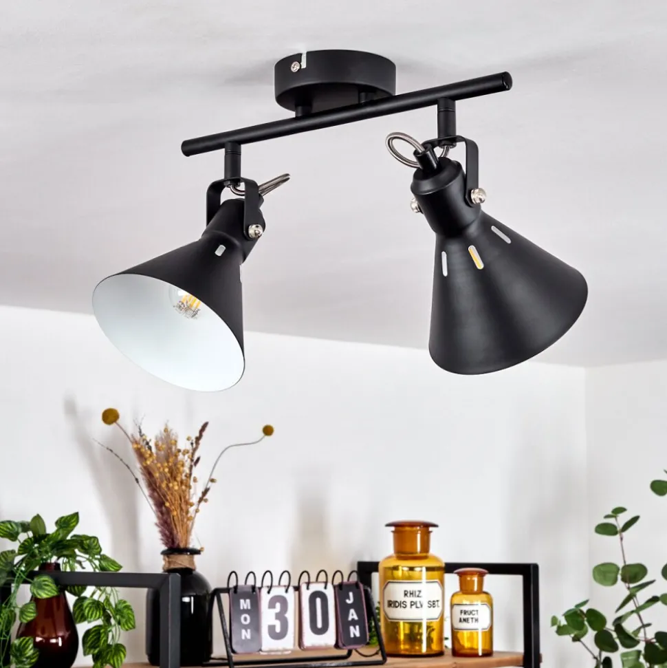 Plafonnier Upiano Noir, 2 Lumieres