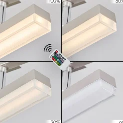 Plafonnier Vehkala Led Chrome, Nickel Mat, 4 Lumieres, Telecommandes, Changeur De Couleurs