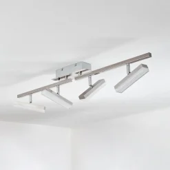Plafonnier Vehkala Led Chrome, Nickel Mat, 4 Lumieres, Telecommandes, Changeur De Couleurs