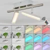 Plafonnier Vehkala Led Chrome, Nickel Mat, 2 Lumieres, Telecommandes, Changeur De Couleurs