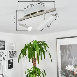Plafonnier Vehkala Led Chrome, Nickel Mat, 2 Lumieres, Telecommandes, Changeur De Couleurs