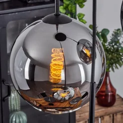Plafonnier Verre 20 Cm Koyoto Chrome, Fume, 3 Lumieres