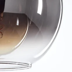 Plafonnier Verre 20 Cm Koyoto Chrome, Clair, Fume, 3 Lumieres