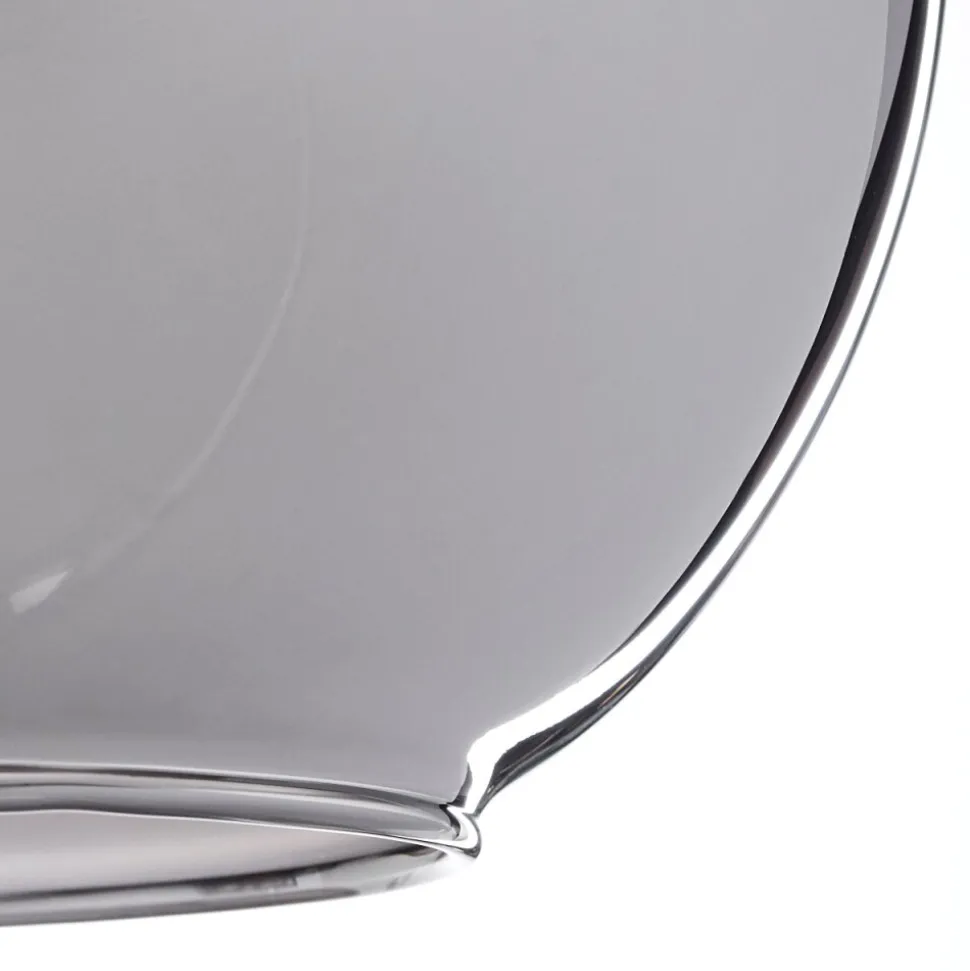 Plafonnier Verre 20 Cm Koyoto Chrome, Fume, 3 Lumieres