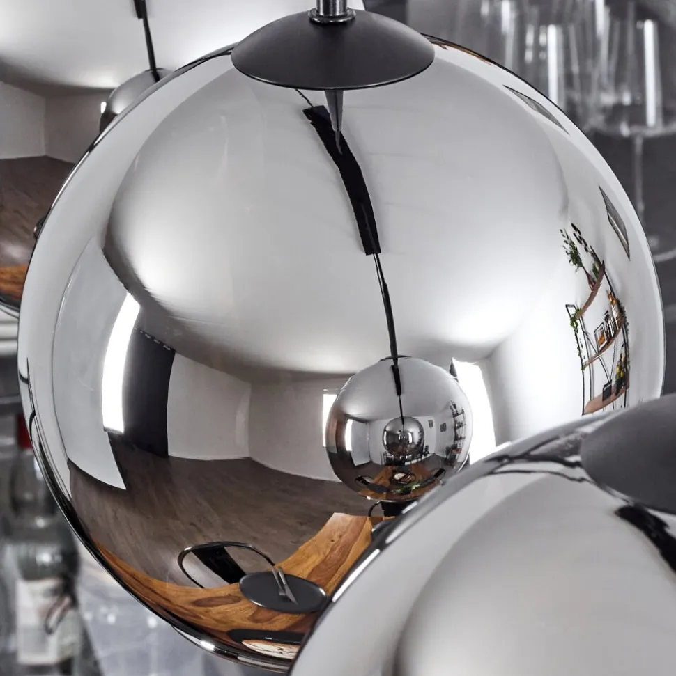 Plafonnier Verre 20 Cm Koyoto Chrome, Fume, 3 Lumieres