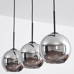 Plafonnier Verre 20 Cm Koyoto Chrome, Fume, 3 Lumieres