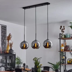 Plafonnier Verre 20 Cm Koyoto Chrome, Fume, 3 Lumieres