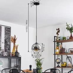 Plafonnier Verre 20 Cm Koyoto Clair, Fume, 1 Lumiere