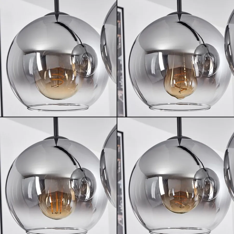 Plafonnier Verre 20 Cm Koyoto Clair, Fume, 4 Lumieres