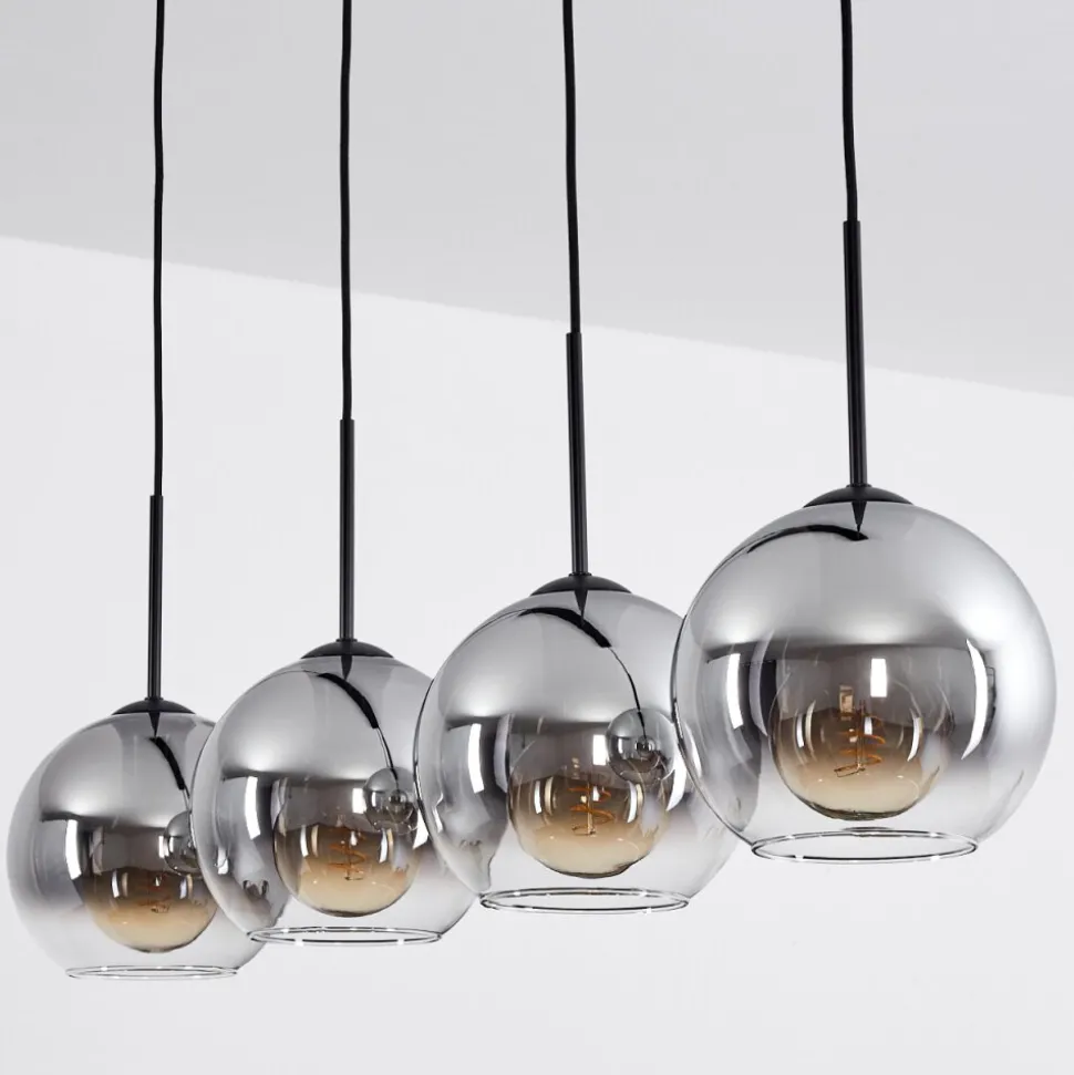 Plafonnier Verre 20 Cm Koyoto Clair, Fume, 4 Lumieres