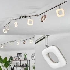 Plafonnier Villenauxe Led Nickel Mat, 6 Lumieres