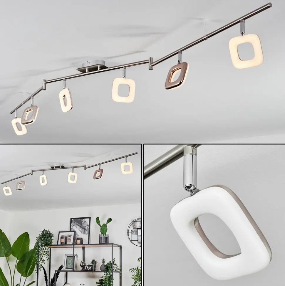 Plafonnier Villenauxe Led Nickel Mat, 6 Lumieres