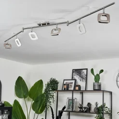 Plafonnier Villenauxe Led Nickel Mat, 6 Lumieres
