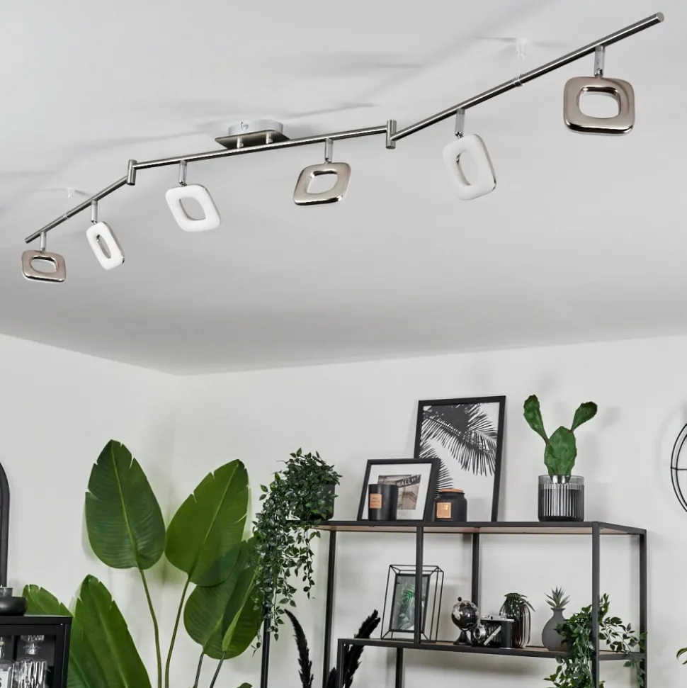Plafonnier Villenauxe Led Nickel Mat, 6 Lumieres