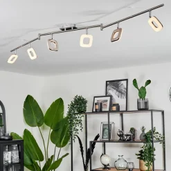 Plafonnier Villenauxe Led Nickel Mat, 6 Lumieres