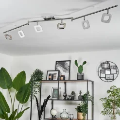 Plafonnier Villenauxe Led Nickel Mat, 6 Lumieres
