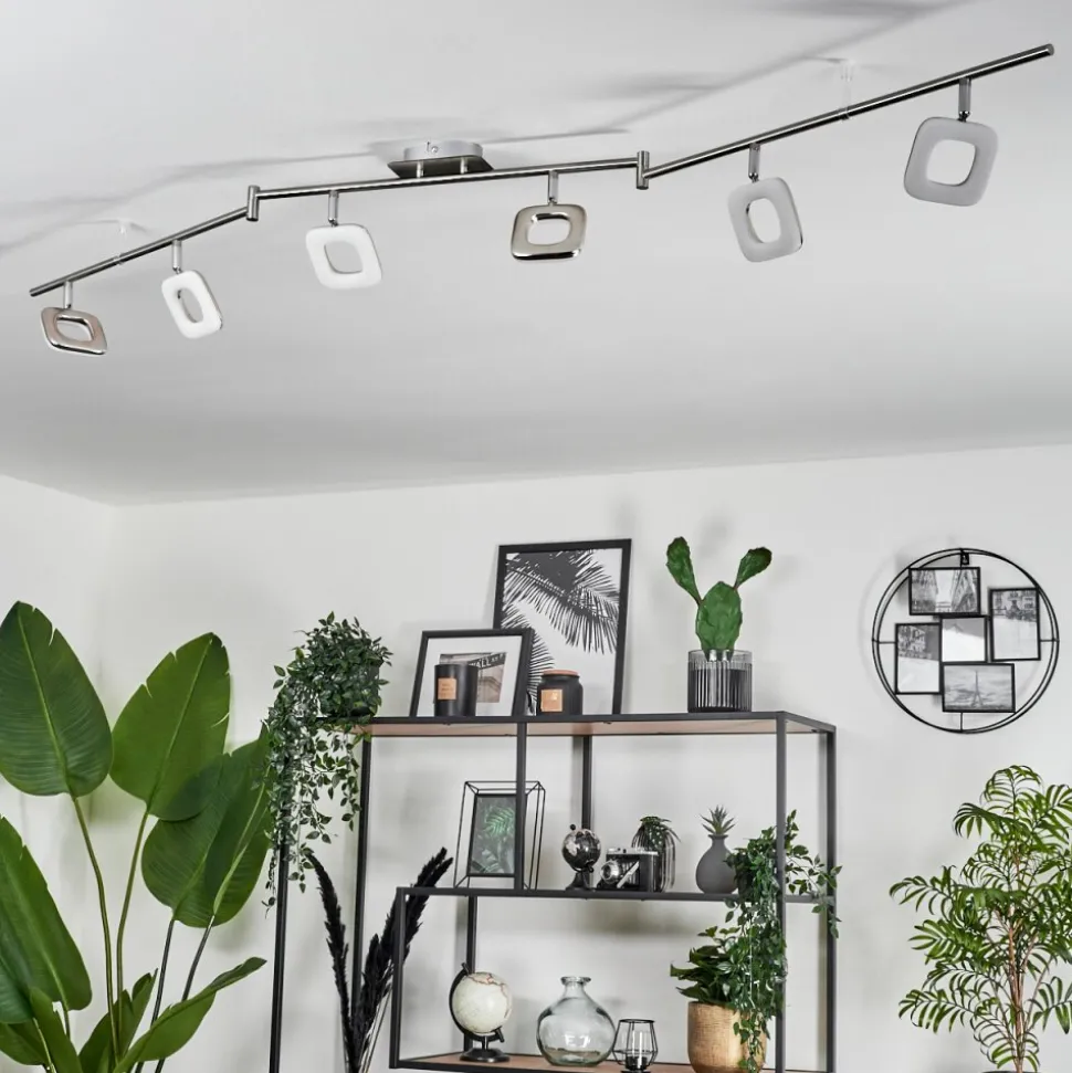 Plafonnier Villenauxe Led Nickel Mat, 6 Lumieres