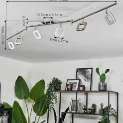 Plafonnier Villenauxe Led Nickel Mat, 6 Lumieres