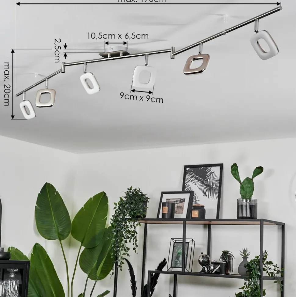 Plafonnier Villenauxe Led Nickel Mat, 6 Lumieres