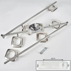 Plafonnier Villenauxe Led Nickel Mat, 6 Lumieres