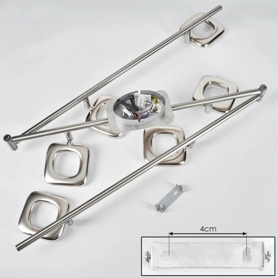 Plafonnier Villenauxe Led Nickel Mat, 6 Lumieres