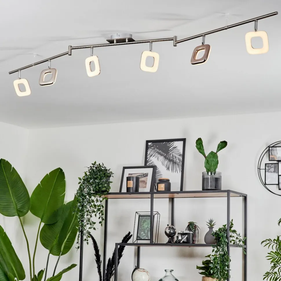 Plafonnier Villenauxe Led Nickel Mat, 6 Lumieres