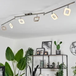 Plafonnier Villenauxe Led Nickel Mat, 6 Lumieres