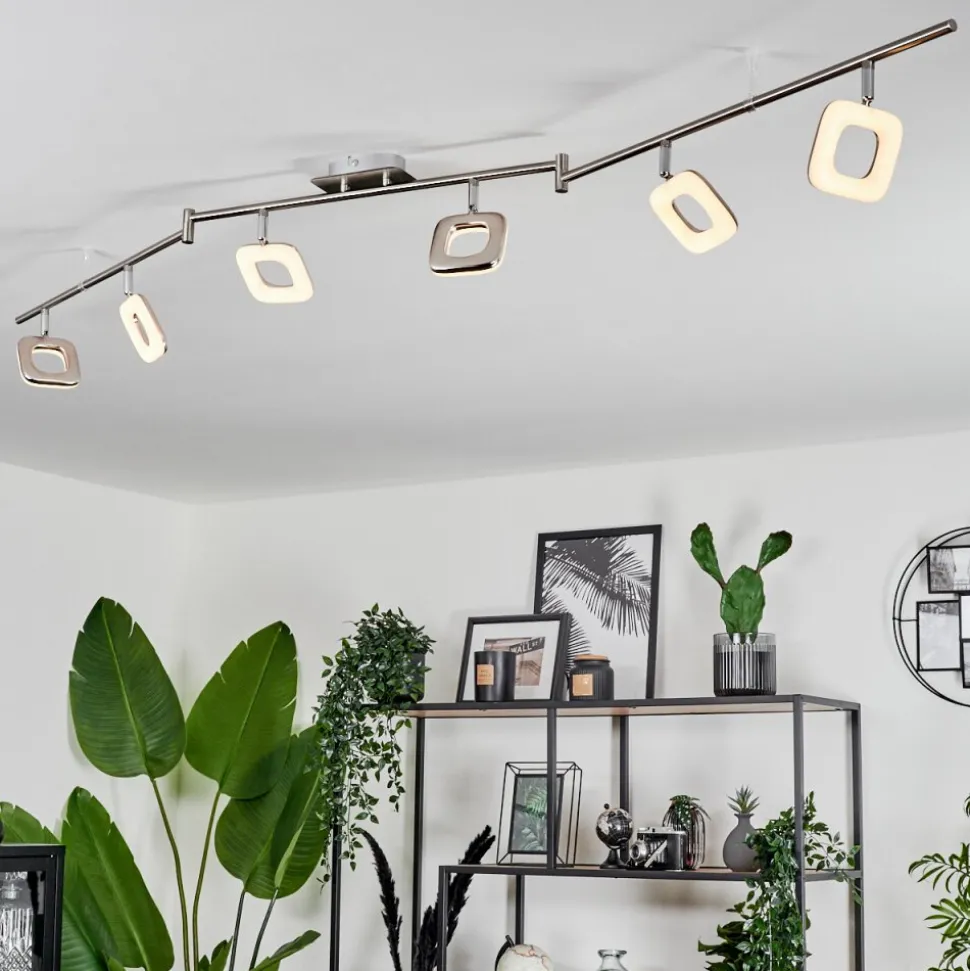 Plafonnier Villenauxe Led Nickel Mat, 6 Lumieres