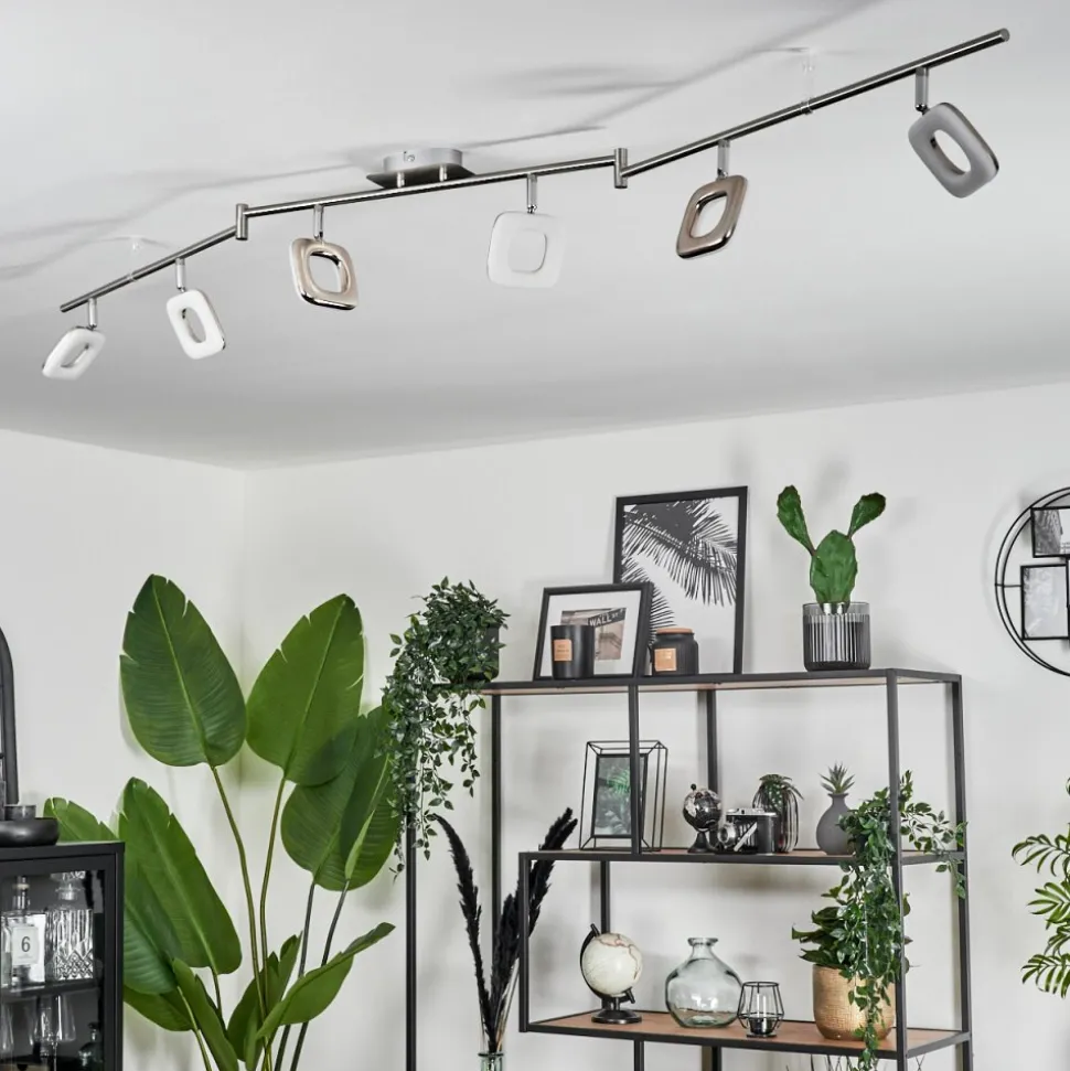 Plafonnier Villenauxe Led Nickel Mat, 6 Lumieres