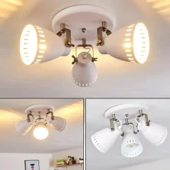 Plafonnier Vlissingen Nickel Mat, Blanc, 3 Lumieres