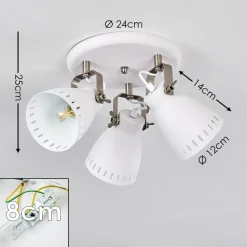 Plafonnier Vlissingen Nickel Mat, Blanc, 3 Lumieres