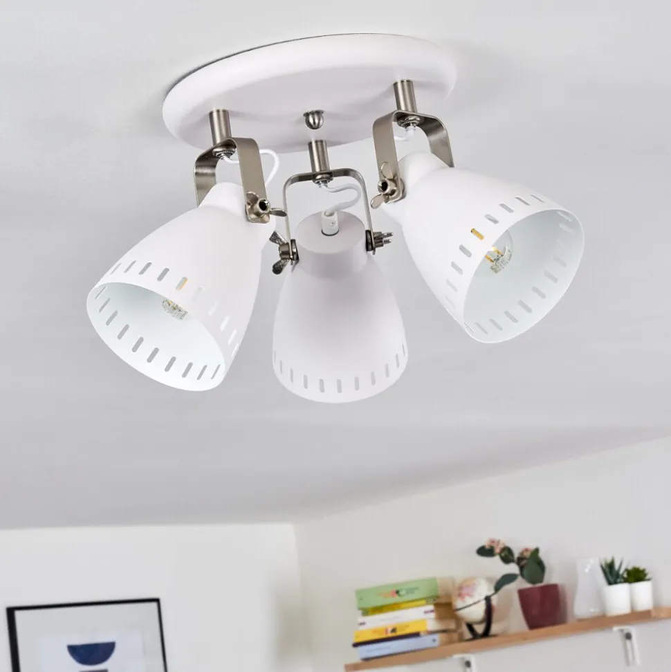 Plafonnier Vlissingen Nickel Mat, Blanc, 3 Lumieres