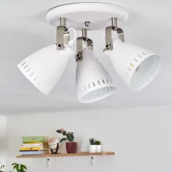 Plafonnier Vlissingen Nickel Mat, Blanc, 3 Lumieres