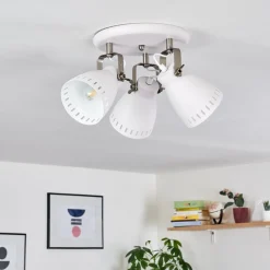 Plafonnier Vlissingen Nickel Mat, Blanc, 3 Lumieres