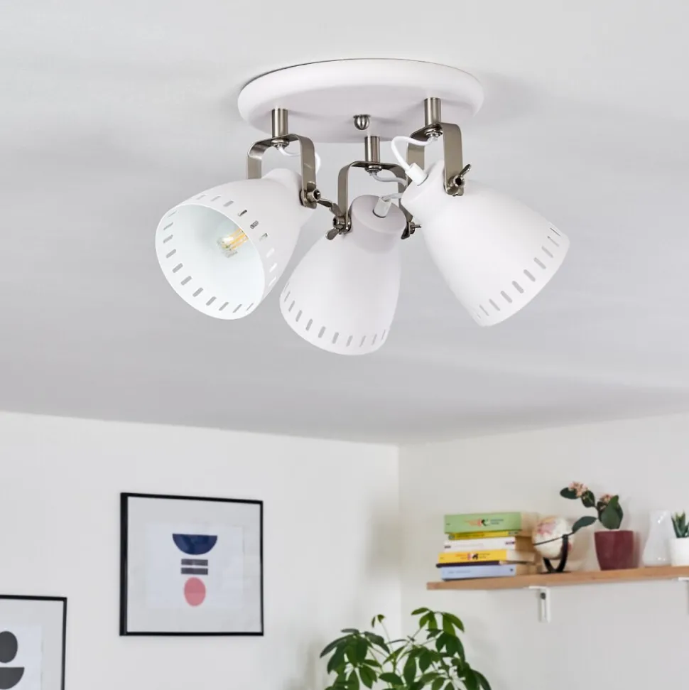 Plafonnier Vlissingen Nickel Mat, Blanc, 3 Lumieres
