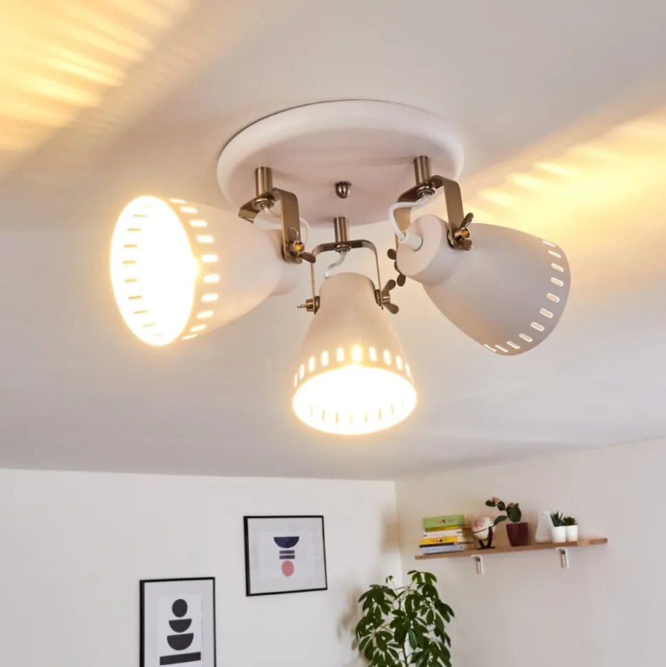 Plafonnier Vlissingen Nickel Mat, Blanc, 3 Lumieres