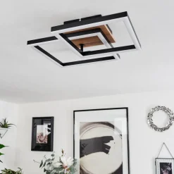 Plafonnier Walschbronn Led Brun, Couleur Bois, Noir, 1 Lumiere
